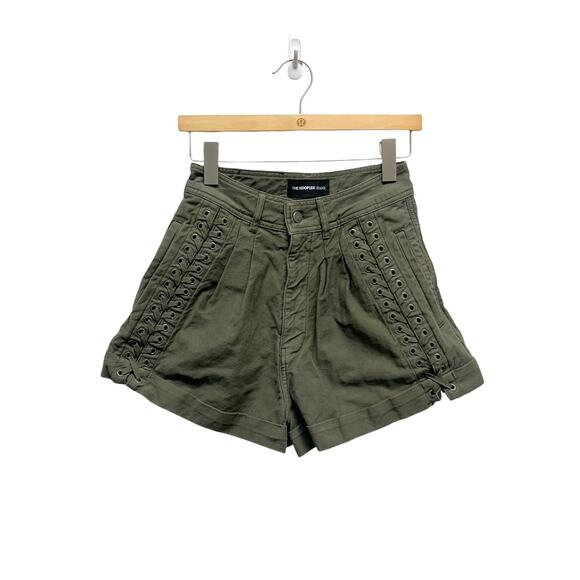 THE KOOPLES Lace Up Shorts‎ Olive Green Women’s Size 1 (Small) - Picture 3 of 13